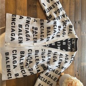 Balenciaga Monochrome Logo Cardigan